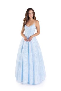 Style 1252 Lucci Lu Light Blue Size 6 Tall Height Sequin Sequined Ball gown on Queenly