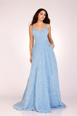 Style 1273 Lucci Lu Blue Size 10 Sequin Floor Length Bridgerton Prom A-line Dress on Queenly