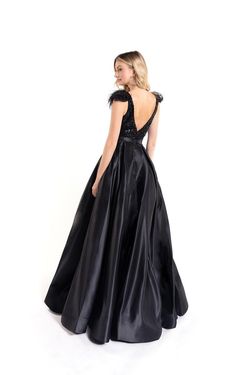 Style 90178 Lucci Lu Black Size 12 Satin Tall Height Ball gown on Queenly