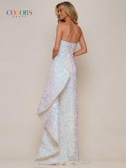 Style 2994 Colors White Size 6 Tall Height Floor Length Sequined Sequin Side slit Dress on Queenly