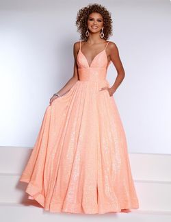 Style 23242 2Cute Prom Orange Size 6 Pageant Prom Floor Length Ball gown on Queenly