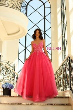 Style 5884 Blush Prom Pink Size 16 Shiny Plus Size Tall Height Ball gown on Queenly