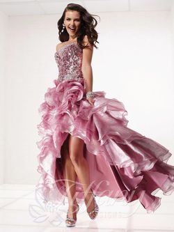 Style 16739 Tiffany Designs Pink Size 10 Sequined Strapless Prom Side slit Dress on Queenly