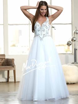 Style 48258H Mac Duggal White Size 2 Floor Length Wedding Beaded Top Ball gown on Queenly