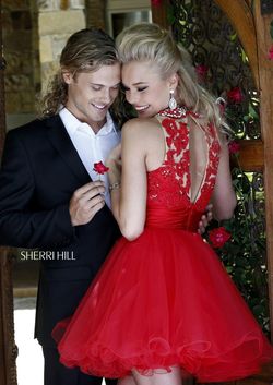 Style 21227 Sherri Hill Red Size 8 21227 Midi Cocktail Dress on Queenly