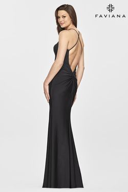 Style S10844 Faviana Black Size 0 Backless Floor Length Straight Dress on Queenly