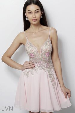 Style JVN61629 Jovani Pink Size 8 Homecoming Tulle Tall Height Cocktail Dress on Queenly