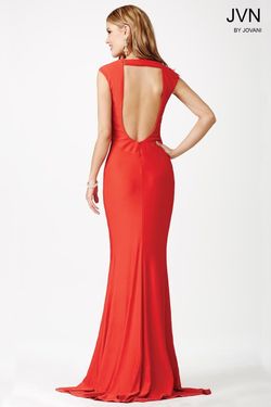 Style JVN22575 Jovani Red Size 8 Black Tie Floor Length Side slit Dress on Queenly