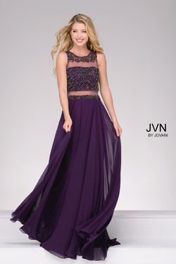 Style JVN47720 Jovani Purple Size 4 Floor Length Black Tie Straight Dress on Queenly