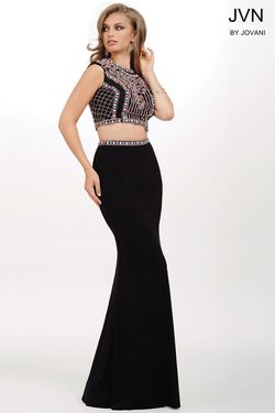 Style JVN34015 Jovani Black Size 00 Fitted Floor Length Two Piece Straight Dress on Queenly