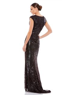 Style 5441 Mac Duggal Brown Size 10 Pageant Floor Length Tall Height Side slit Dress on Queenly