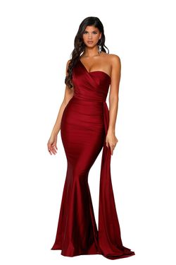 Style PS6321 Portia and Scarlett Red Size 0 Floor Length Prom Tall Height Mermaid Dress on Queenly