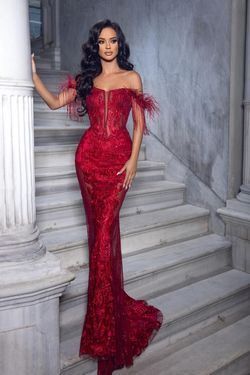 Style PS23441 Portia and Scarlett Red Size 10 Floor Length Mermaid Dress on Queenly