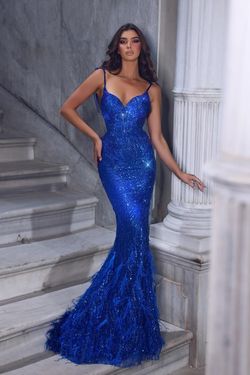 Style PS22544 Portia and Scarlett Blue Size 8 Tall Height Pageant Prom Mermaid Dress on Queenly
