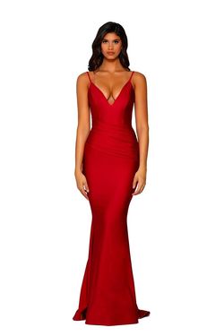 Style PS5029 Portia and Scarlett Red Size 6 Tall Height Prom Straight Dress on Queenly