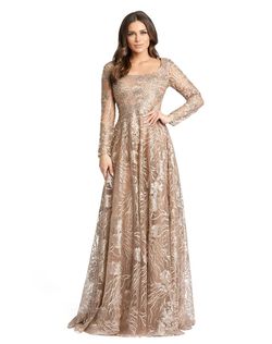 Style 20285D Mac Duggal Gold Size 18 Vintage Plus Size A-line Dress on Queenly
