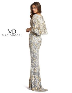 Style 4574D Mac Duggal Gold Size 2 Floor Length Pageant Tall Height Straight Dress on Queenly
