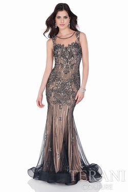 Style 1622GL1981 Terani Couture Black Size 10 Tall Height Pageant Mermaid Dress on Queenly