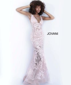 Style 60283 Jovani White Size 2 Tall Height Pageant Plunge Straight Dress on Queenly