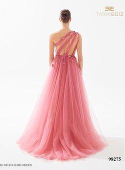 Style 98275 Tarik Ediz Pink Size 6 Tulle Tall Height Ball gown on Queenly