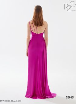 Style 52015 Tarik Ediz Pink Size 2 Tall Height Black Tie Silk Side slit Dress on Queenly
