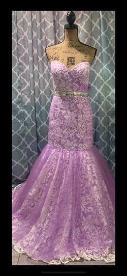 Tiffany Designs Purple Size 12 Plus Size Lavender Mermaid Dress on Queenly