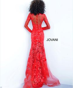 Style 60285 Jovani Red Size 20 Pageant Long Sleeve Mermaid Dress on Queenly