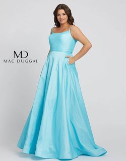 Style 67219F Mac Duggal Blue Size 22 Floor Length Plus Size Tall Height A-line Dress on Queenly