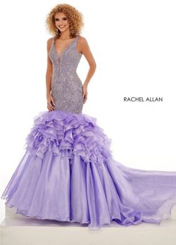 Style 50006 Rachel Allan Purple Size 4 Floor Length Tall Height Lavender Mermaid Dress on Queenly