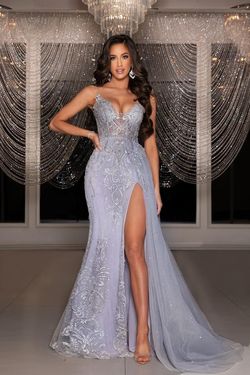 Style PS22125 Portia and Scarlett SIlver Size 18 Plus Size Floor Length Side slit Dress on Queenly