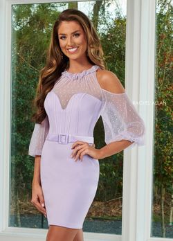 Style 50142 Rachel Allan Purple Size 8 Tall Height Pageant Midi Cocktail Dress on Queenly