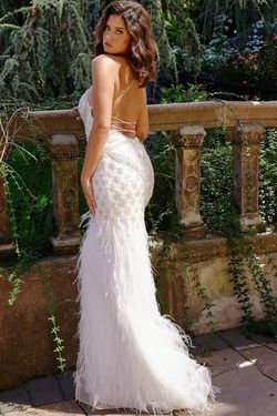 Style 24262 Jovani White Size 6 Tall Height Straight Dress on Queenly