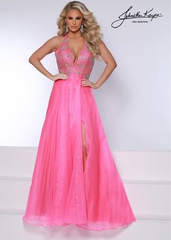 Style 2676 Johnathan Kayne Pink Size 0 Tall Height Black Tie Silk Ball gown on Queenly