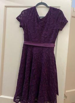 Bridesmay Purple Size 8 Midi Lace Cocktail Dress on Queenly