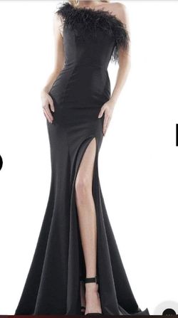 Colors Black Tie Size 4 Floor Length Pageant Side slit Dress on Queenly