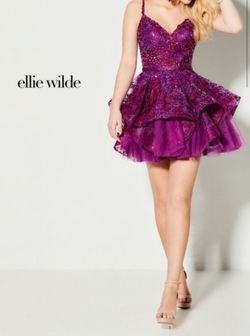 Ellie Wilde Purple Size 00 Spaghetti Strap Free Shipping Elk 50 Off A-line Dress on Queenly