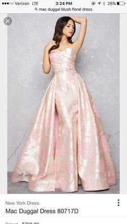 Mac Duggal Pink Size 2 Rose Gold Floor Length Pattern Train Dress on Queenly