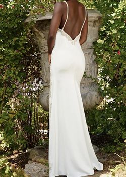 Jovani White Size 4 Prom Floor Length Side slit Dress on Queenly