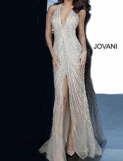 Jovani Nude Size 2 Prom Floor Length Side slit Dress on Queenly