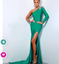 JOHNATHAN KAYNE  Green Size 12 Black Tie Floor Length Side slit Dress on Queenly
