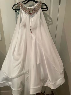 Little Rosie White Size 0 Cape Girls Size Floor Length Cotillion Ball gown on Queenly