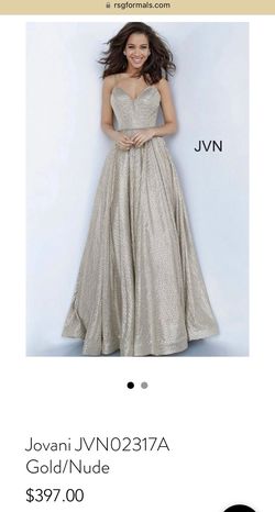 Jovani Gold Size 6 Prom A-line Dress on Queenly