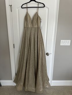 Jovani Gold Size 6 A-line Dress on Queenly