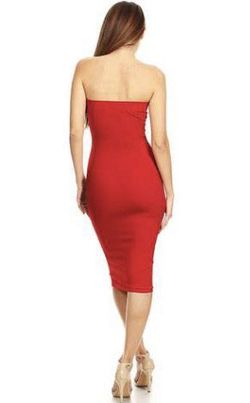 Moa collection Red Size 12 Strapless Plus Size Straight Dress on Queenly