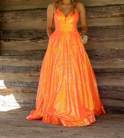 Rachel Allan Orange Size 6 Prom Ball gown on Queenly