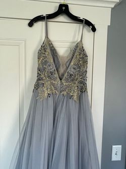 Betsy and Adam Silver Size 4 Ball gown on Queenly