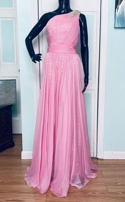 La Femme Light Pink Size 6 Pageant Floor Length Military A-line Dress on Queenly