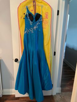 The Crown Collection Blue Size 2 Prom Black Tie Mermaid Dress on Queenly