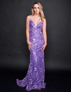 Style 8212 Nina Canacci Purple Size 6 Tall Height Floor Length Pageant Mermaid Dress on Queenly