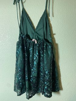 Lucy In The Sky Green Size 12 Prom Floor Length Plus Size A-line Dress on Queenly